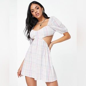 ASOS DESIGN Cut Out Seersucker Check Beach Dress